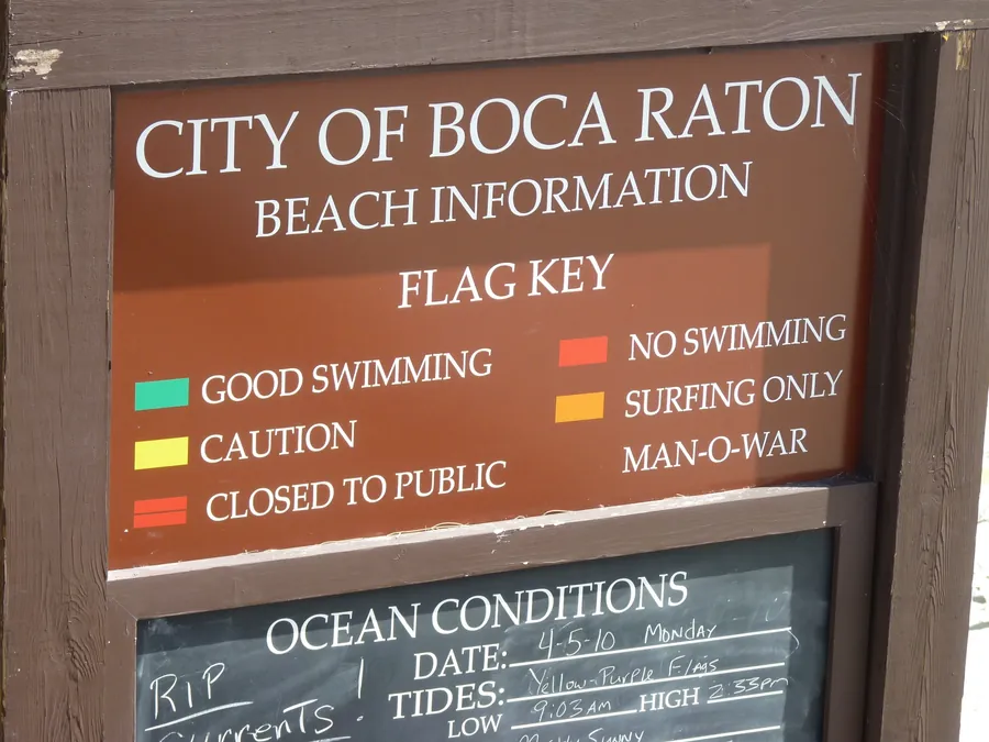 A City of Boca Raton beach information sign